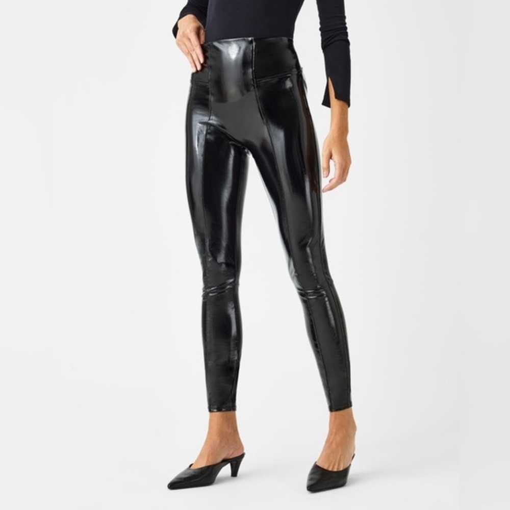 SPANX Faux Patent Leather Pants leggings Black